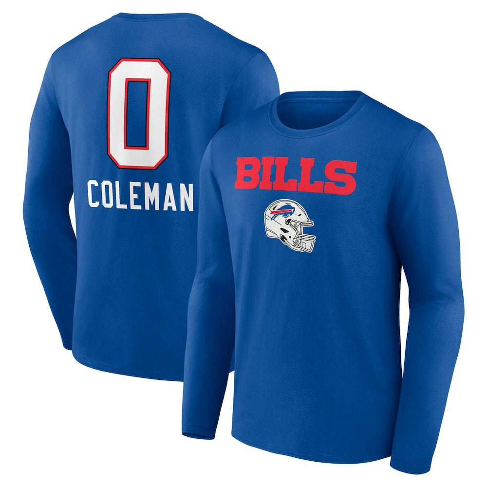 Keon Coleman Buffalo Bills Team Wordmark Name & Number Long Sleeve T-Shirt Royal
