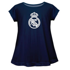 Real Madrid Vive La Fete Girls Youth Color Badge A-Line Top Navy shop
