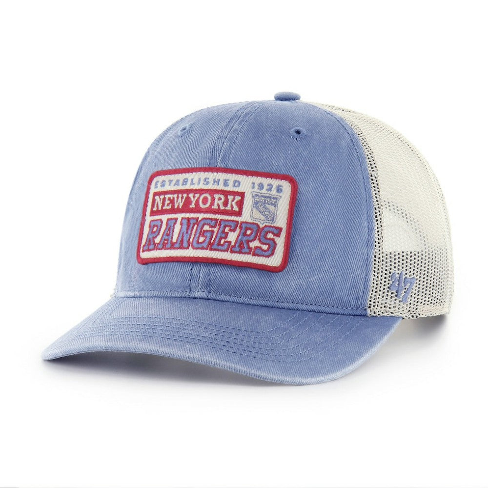 NHL New York Rangers '47 Canteen Pigment Dyed Patch Trucker Adjustable Hat - Blue