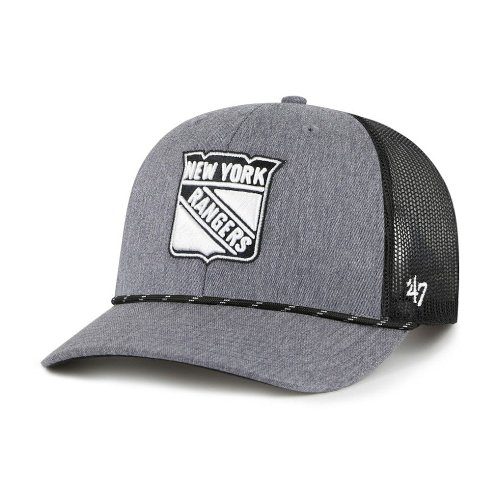 NHL New York Rangers '47 Carbon Rope Trucker Adjustable Hat - Gray