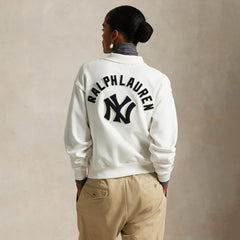 Yankees Polo Ralph Lauren Fleece Polo - White