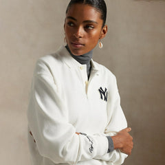 Yankees Polo Ralph Lauren Fleece Polo - White