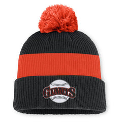 San Francisco Giants Nike Cooperstown Collection Peak Standard Cuffed Knit Hat with Pom - Black/Orange Hats