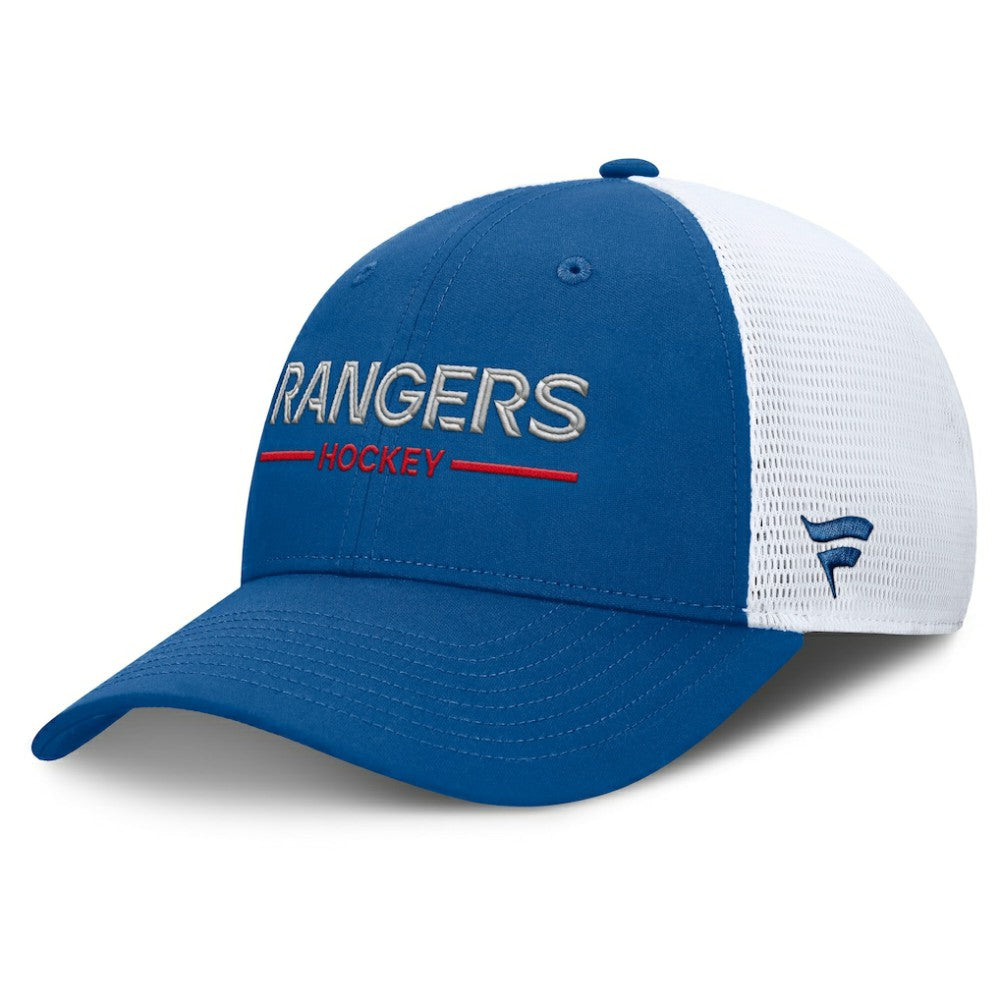 NHL New York Rangers Fanatics Centennial Authentic Pro Structured Trucker Adjustable Hat - Blue/White