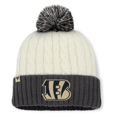 Cincinnati Bengals Women's Coaxial Cuffed Knit Hat with Pom Cream