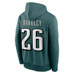 Saquon Barkley Philadelphia Eagles Player Name & Number Therma Hoodie Midnight Green