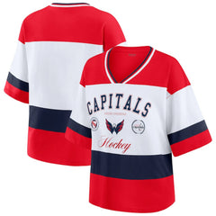 NHL Washington Capitals WEAR by Erin Andrews Women's Jersey Style Tee - Red/White