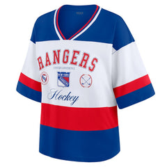 NHL New York Rangers WEAR by Erin Andrews Women's Jersey Style Tee - Blue/White