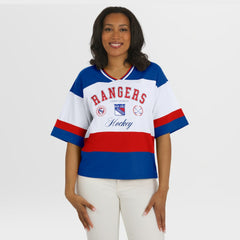 NHL New York Rangers WEAR by Erin Andrews Women's Jersey Style Tee - Blue/White