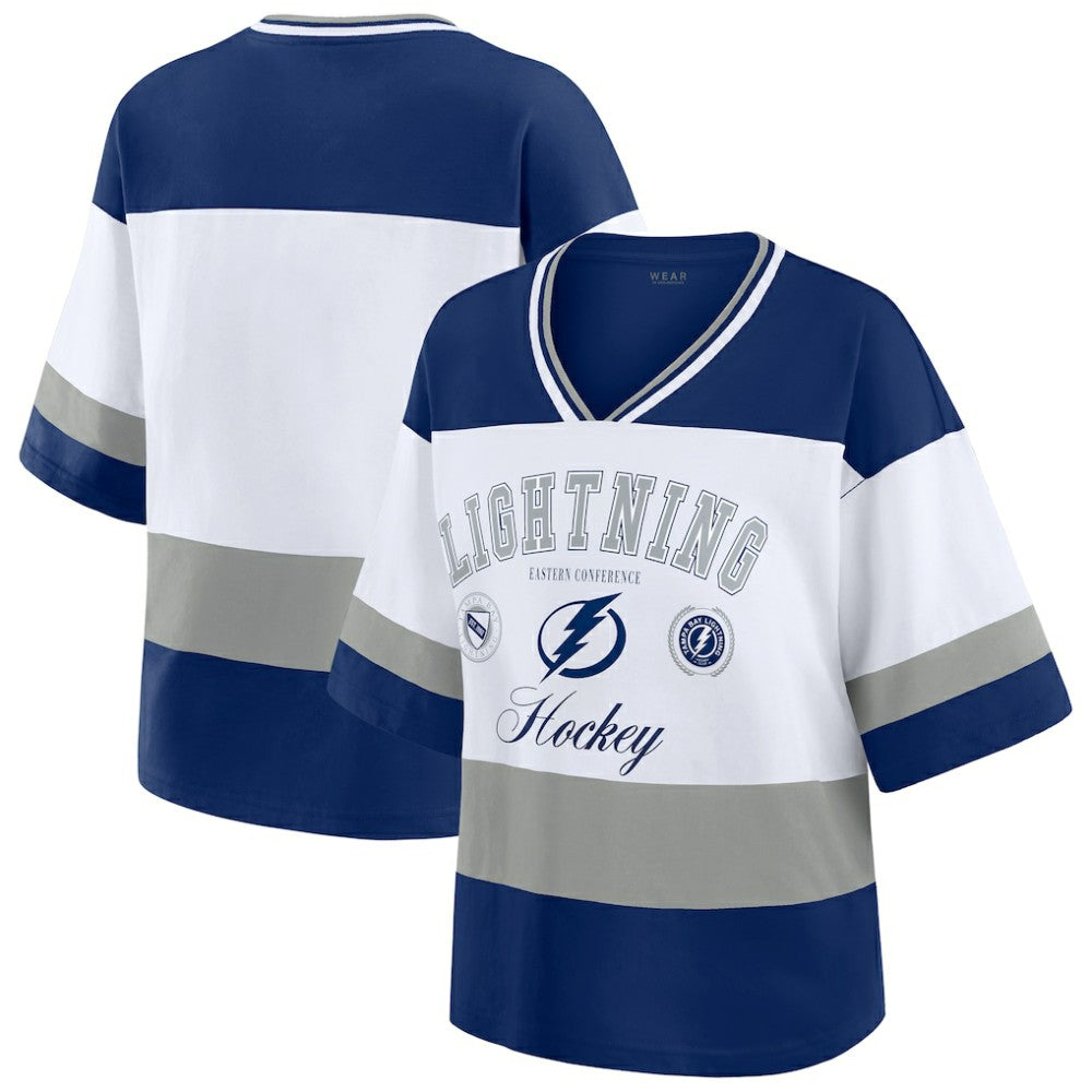 NHL Tampa Bay Lightning WEAR by Erin Andrews Women's Jersey Style Tee - Blue/White