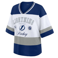 NHL Tampa Bay Lightning WEAR by Erin Andrews Women's Jersey Style Tee - Blue/White