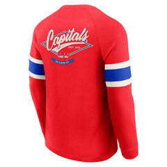 NHL Washington Capitals Darius Rucker Collection by Fanatics Waffle-Knit Raglan Long Sleeve Henley T-Shirt - Red