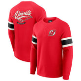 NHL New Jersey Devils Darius Rucker Collection by Fanatics Waffle-Knit Raglan Long Sleeve Henley T-Shirt - Red