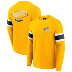 NHL Nashville Predators Darius Rucker Collection by Fanatics Waffle-Knit Raglan Long Sleeve Henley T-Shirt - Gold