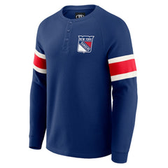 NHL New York Rangers Darius Rucker Collection by Fanatics Waffle-Knit Raglan Long Sleeve Henley T-Shirt - Navy