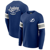 NHL Tampa Bay Lightning Darius Rucker Collection by Fanatics Waffle-Knit Raglan Long Sleeve Henley T-Shirt - Navy
