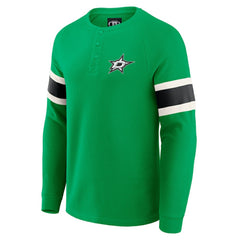 NHL Dallas Stars Darius Rucker Collection by Fanatics Waffle-Knit Raglan Long Sleeve Henley T-Shirt - Green