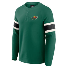 NHL Minnesota Wild Darius Rucker Collection by Fanatics Waffle-Knit Raglan Long Sleeve Henley T-Shirt - Green