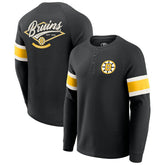 NHL Boston Bruins Darius Rucker Collection by Fanatics Waffle-Knit Raglan Long Sleeve Henley T-Shirt - Black