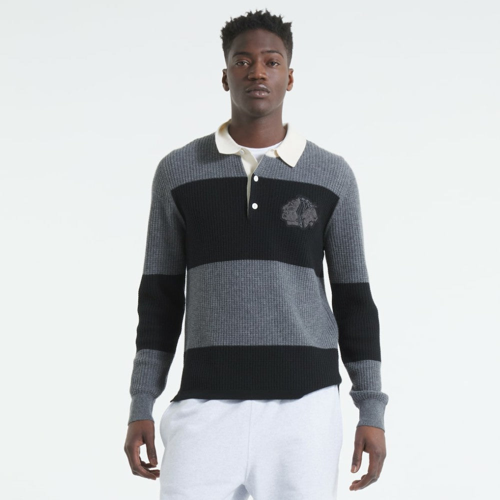 NHL Chicago Blackhawks Todd Snyder by Fanatics Cashmere Rugby Sweater - Dark Heather Gray