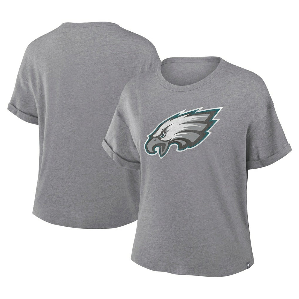 Philadelphia Eagles Women's Tribute Tri-Blend Boxy T-Shirt Heather Gray