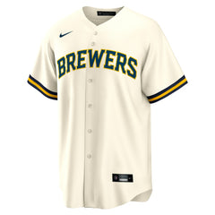 MLB Brice Turang Milwaukee Brewers Nike Home Replica Jersey - Cream