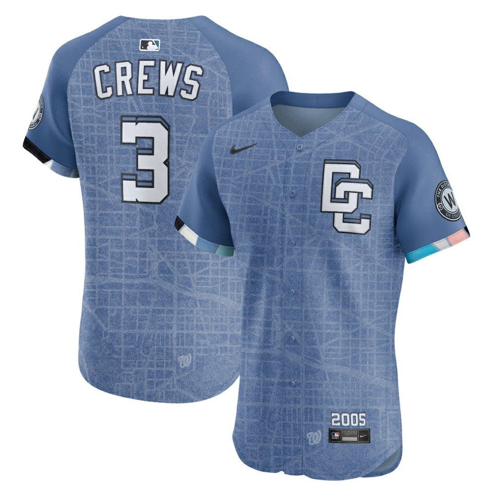 MLB Dylan Crews Washington Nationals Nike 2025 City Connect Elite Player Jersey - Blue