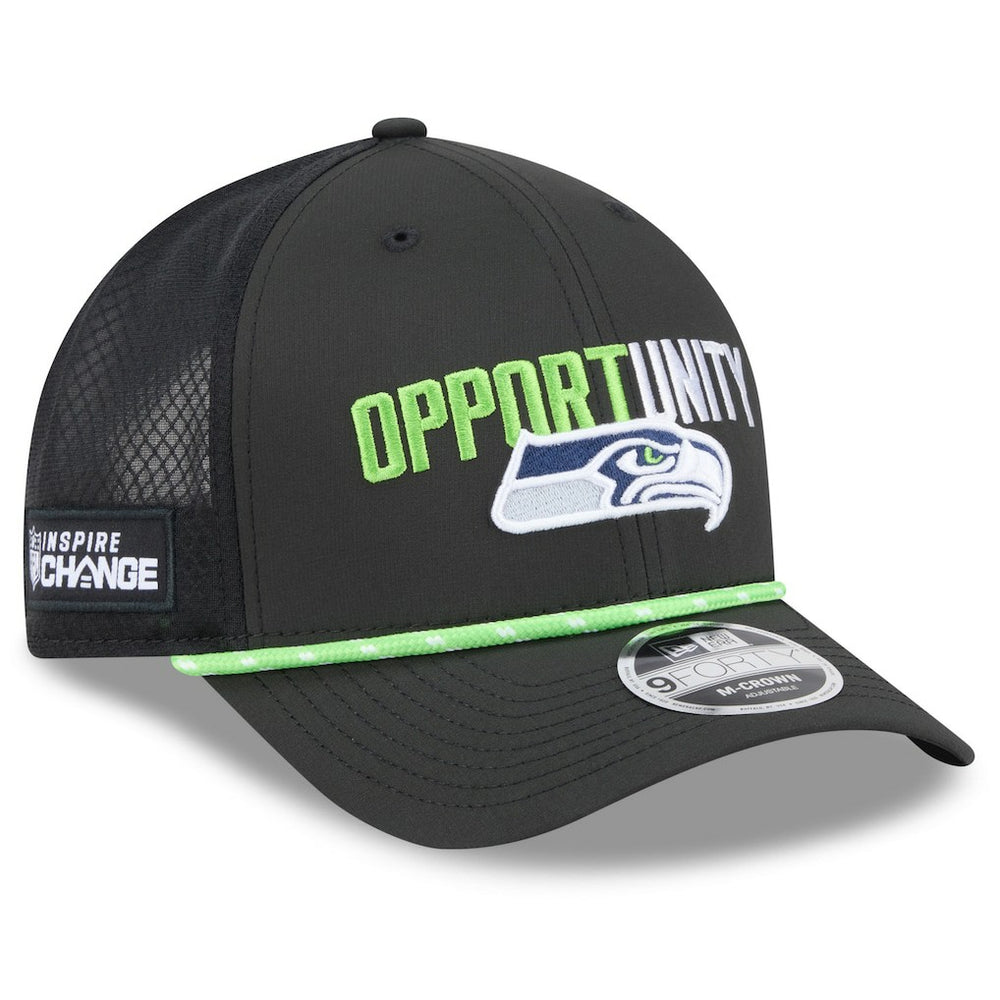 Seattle Seahawks New Era 2025 Inspire Change 9FORTY M-Crown Adjustable Hat Black