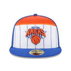 New York Knicks 2025 NBA Tip Off Split Panel 59FIFTY Fitted Hat White/Blue