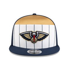 New Orleans Pelicans 2025 NBA Tip Off Split Panel 9FIFTY Snapback Hat White/Navy