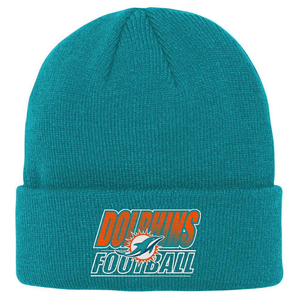 Miami Dolphins Outerstuff Youth Team Gradient Cuffed Knit Hat Aqua