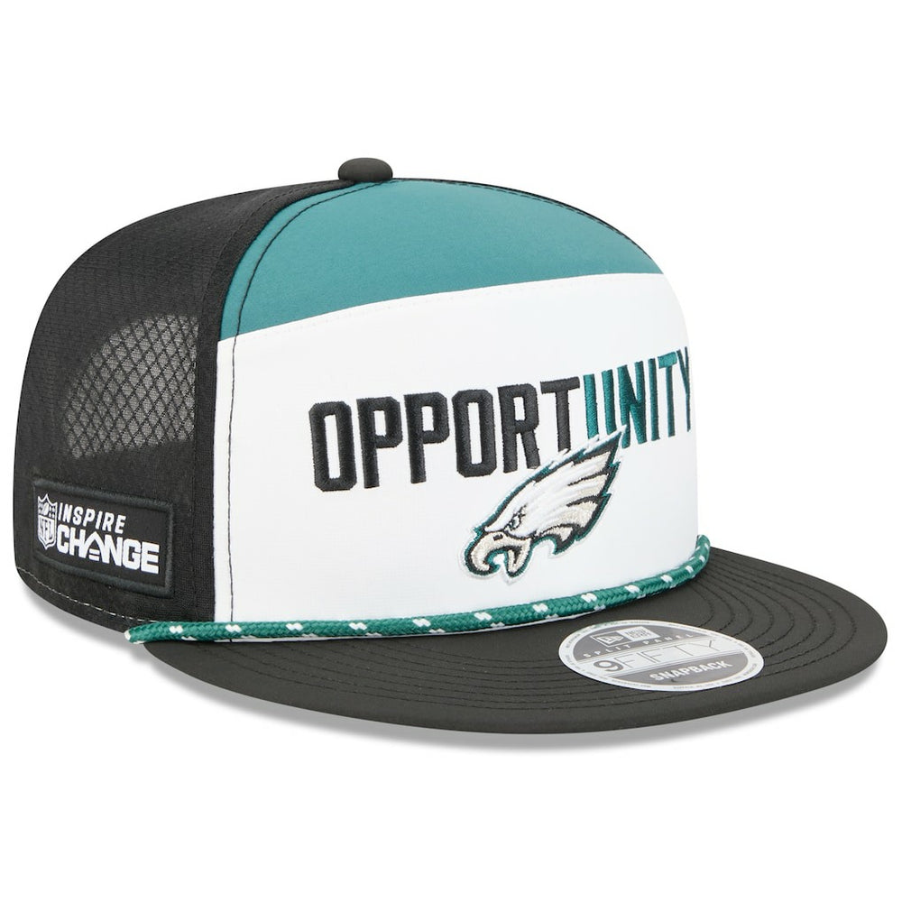 Philadelphia Eagles New Era 2025 Inspire Change Split Panel 9FIFTY Snapback Hat White/Black