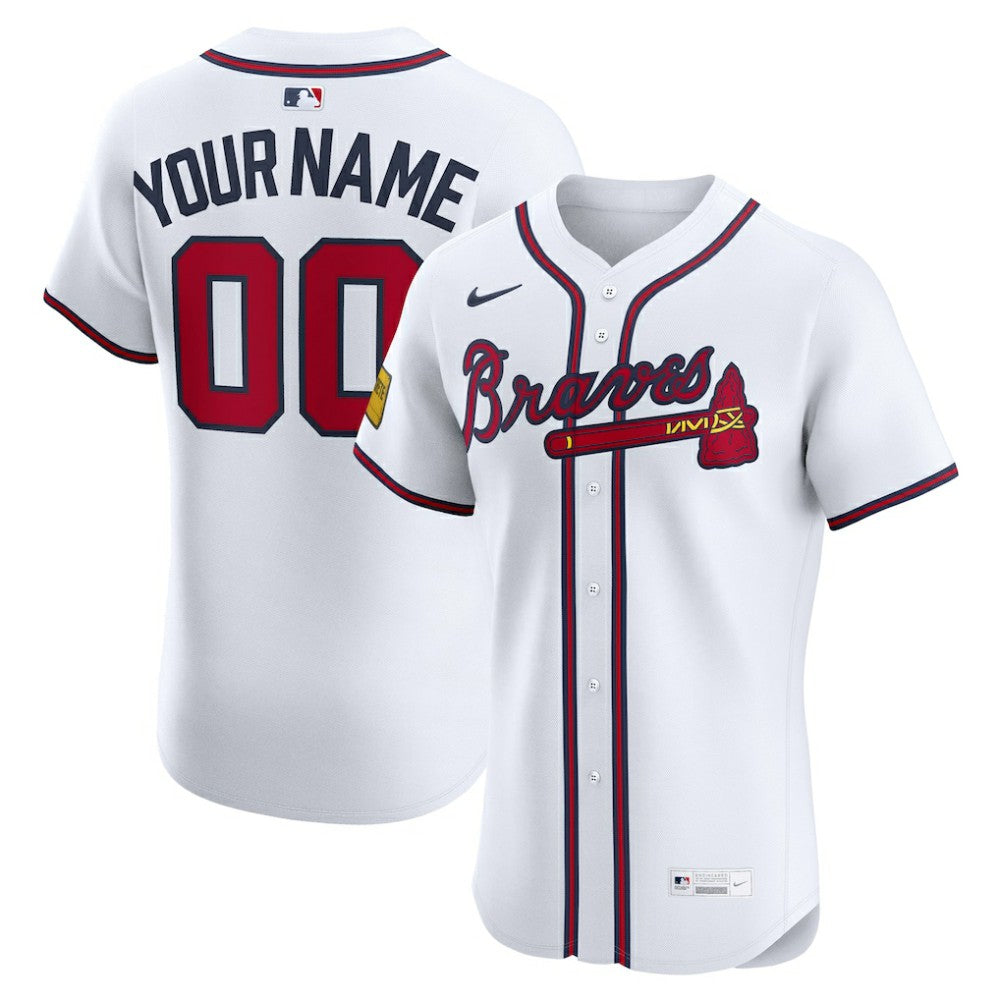 MLB Atlanta Braves Nike Home Elite Sponsor Patch Custom Jersey - White