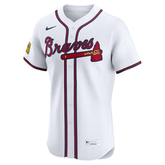 MLB Atlanta Braves Nike Home Elite Sponsor Patch Custom Jersey - White