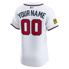 MLB Atlanta Braves Nike Home Elite Sponsor Patch Custom Jersey - White