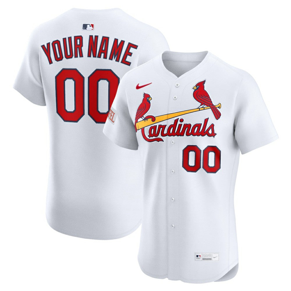 MLB St. Louis Cardinals Nike Home Elite Sponsor Patch Custom Jersey - White