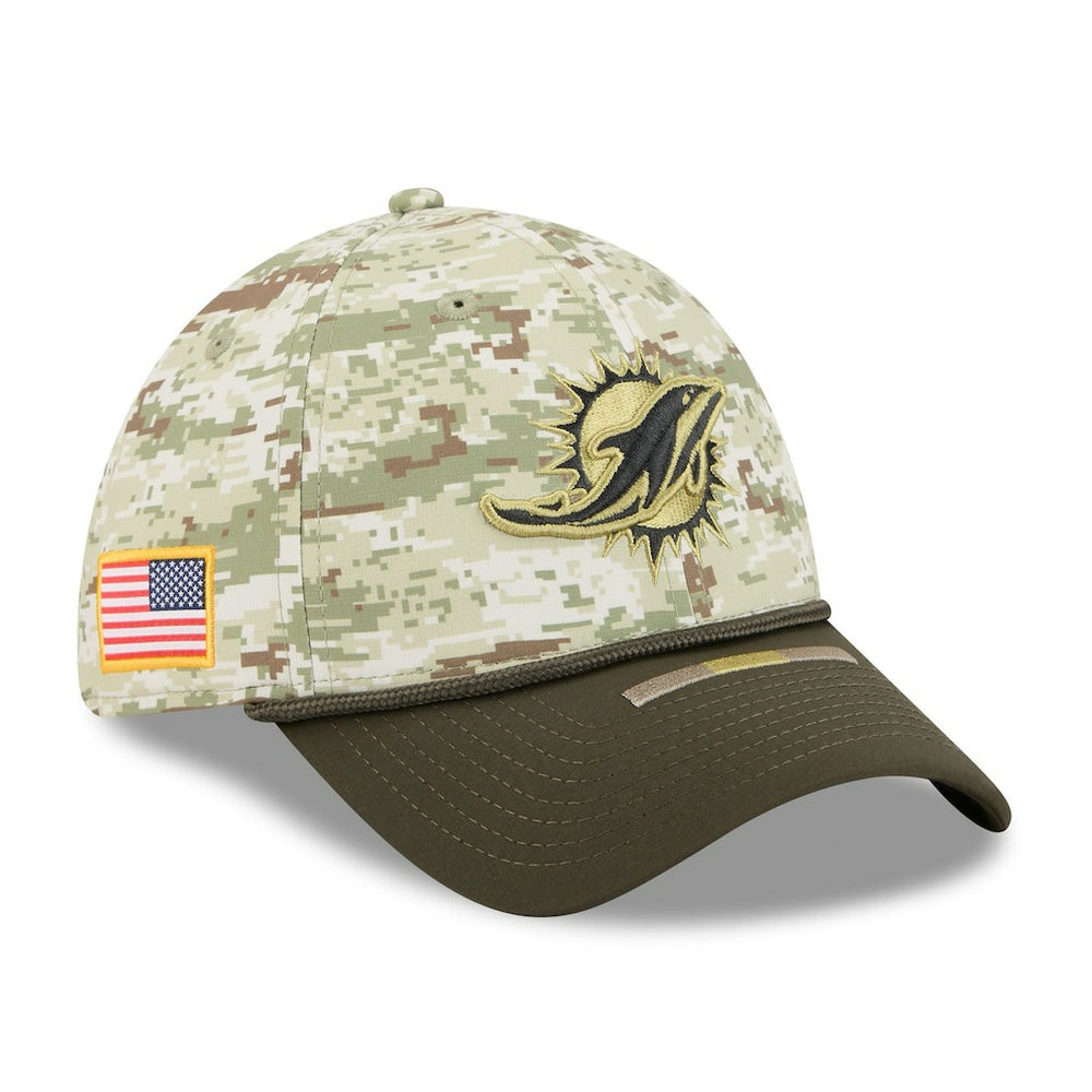 Miami Dolphins New Era 2025 Salute to Service 39THIRTY Flex Hat Camo