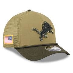 Detroit Lions New Era Youth 2025 Salute to Service 9FORTY A-Frame Adjustable Hat Green/Dark Green