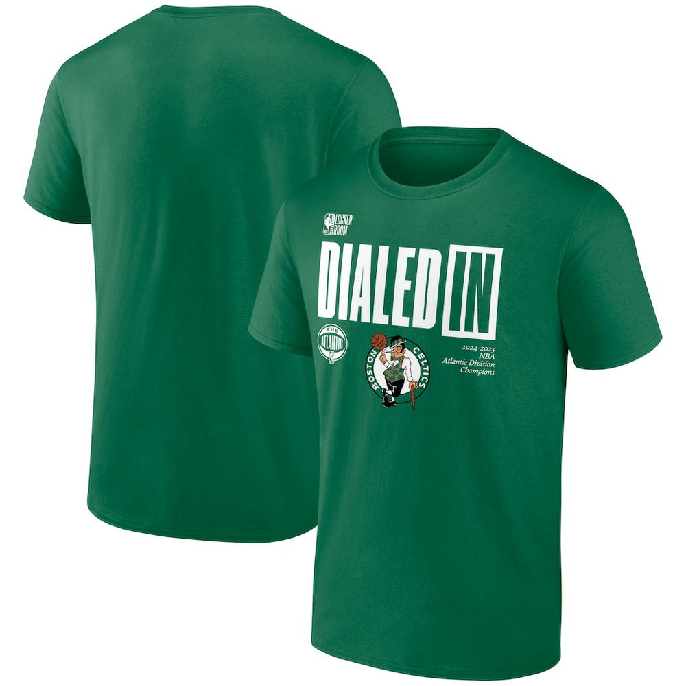 Boston Celtics 2025 Atlantic Division Champions Locker Room T-Shirt Kelly Green