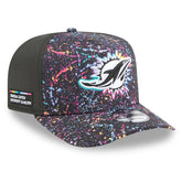 Miami Dolphins New Era 2025 NFL Crucial Catch A-Frame 9FIFTY Snapback Hat Black