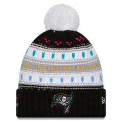 Tampa Bay Buccaneers New Era Women's 2025 NFL Crucial Catch Cuffed Knit Hat with Pom Black