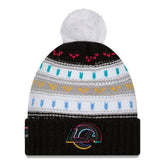 Los Angeles Rams New Era Women's 2025 NFL Crucial Catch Cuffed Knit Hat with Pom Black