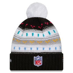 Miami Dolphins New Era Women's 2025 NFL Crucial Catch Cuffed Knit Hat with Pom Black