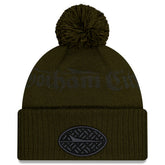 New York Jets New Era 2025 Rivalries Collection Sideline Cuffed Knit Hat with Pom Gotham Green