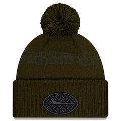 New York Jets New Era 2025 Rivalries Collection Sideline Cuffed Knit Hat with Pom Gotham Green