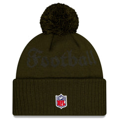New York Jets New Era 2025 Rivalries Collection Sideline Cuffed Knit Hat with Pom Gotham Green