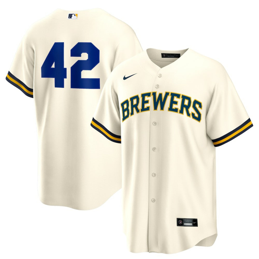 MLB Milwaukee Brewers Nike Home 2025 Jackie Robinson Day Replica Jersey - Cream