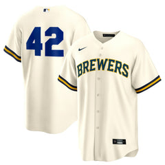 MLB Milwaukee Brewers Nike Home 2025 Jackie Robinson Day Replica Jersey - Cream
