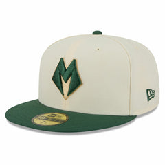 Milwaukee Bucks 2025/26 City Edition 59FIFTY Fitted Hat Cream/Hunter Green