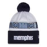 Memphis Grizzlies 2025/26 City Edition Cuffed Knit Hat with Pom Navy/White